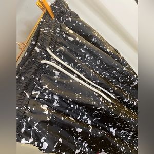 Nylon Black and White Paint Splatter Jogger